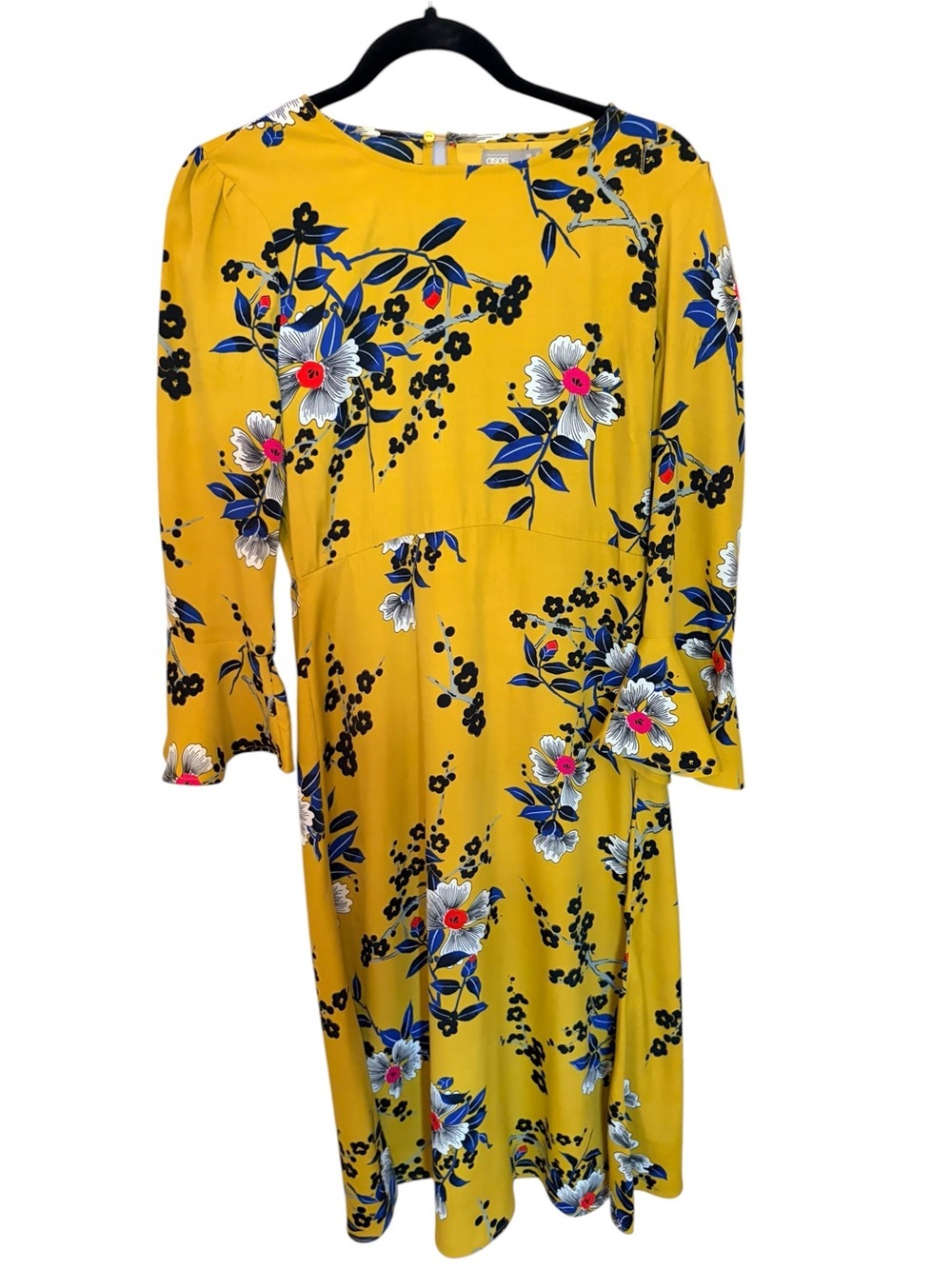 ASOS Yellow Floral Print Top with Blue Accents